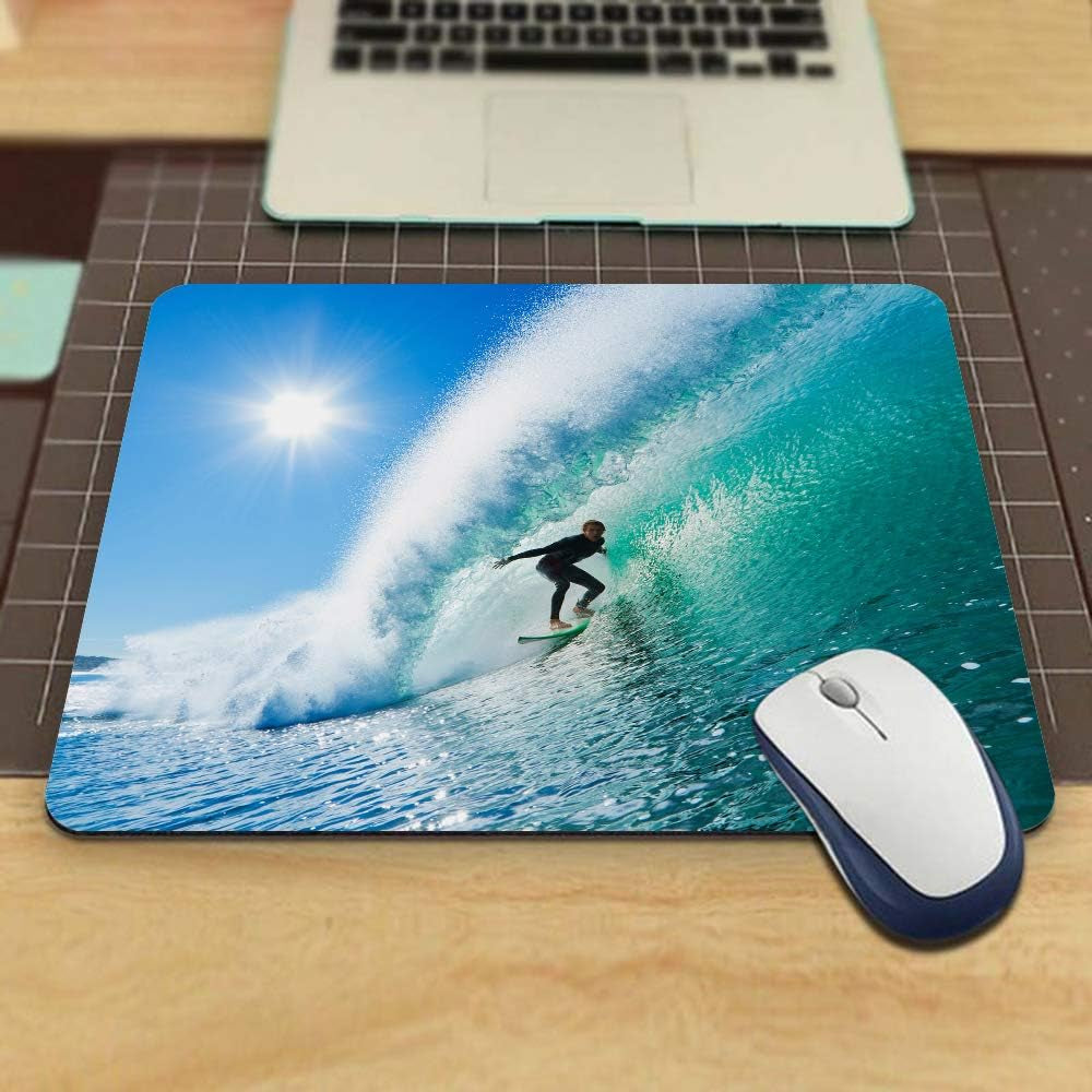 Gaming Mouse Pad Surfing Surf Board Non-Slip Rubber Mouse Pad for Computers, Laptop, Office, Home Rectangle Personalized Mousepad 9.5 Inch X 7.9 Inch