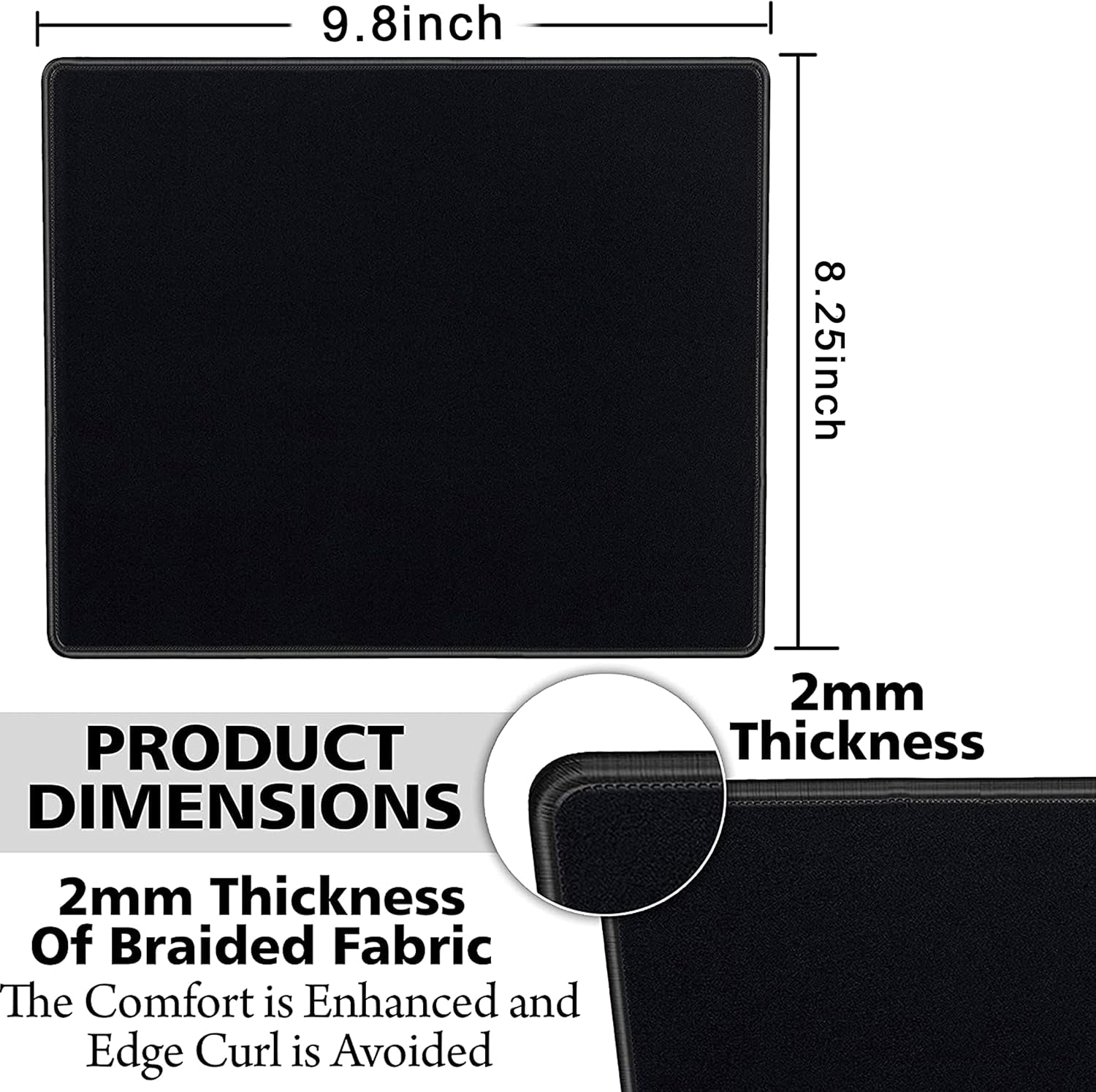 20 Pack Mouse Pad with Stitched Edges Mousepads Bulk Non-Slip Rubber Base, Waterproof Coating Mouse Pads for Computers, Laptop, Office & Home -(9.84 X 8.27 Inch) - Black
