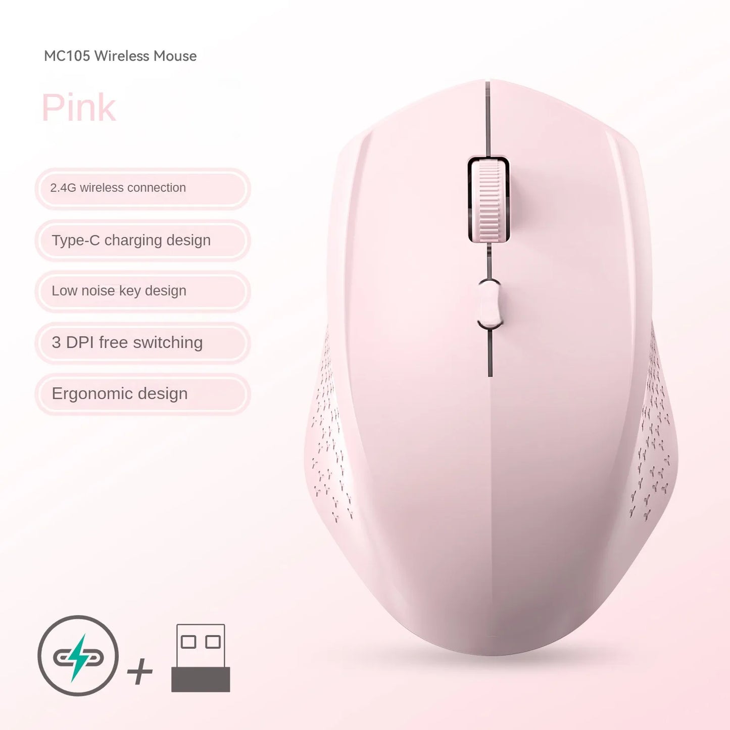 Bluetooth 5.2 Mouse 2.4G Wireless Mouse Dual-Mode Silent Mouse Rechargeable Gaming Mouse 1600DPI for Laptop Computer Win Mac OS