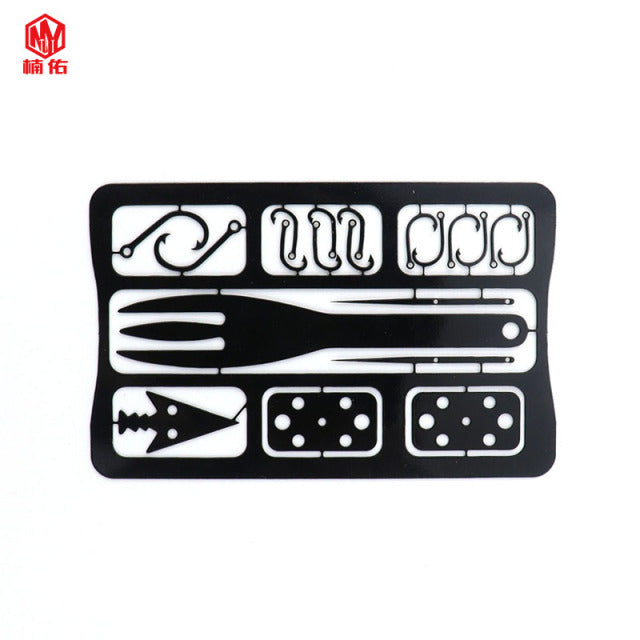 1PC Outdoor EDC Stainless Steel Fishing Hook Card Portable Fishing Hunting Multifunction Tool Card EDC Camping Survival Card