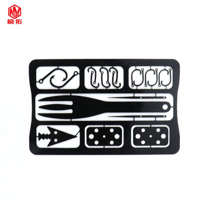 1PC Outdoor EDC Stainless Steel Fishing Hook Card Portable Fishing Hunting Multifunction Tool Card EDC Camping Survival Card