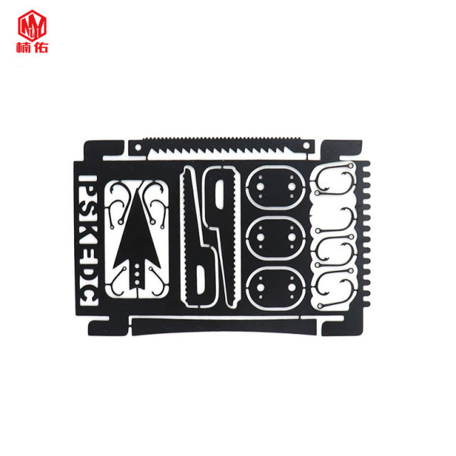 1PC Outdoor EDC Stainless Steel Fishing Hook Card Portable Fishing Hunting Multifunction Tool Card EDC Camping Survival Card