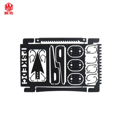 1PC Outdoor EDC Stainless Steel Fishing Hook Card Portable Fishing Hunting Multifunction Tool Card EDC Camping Survival Card