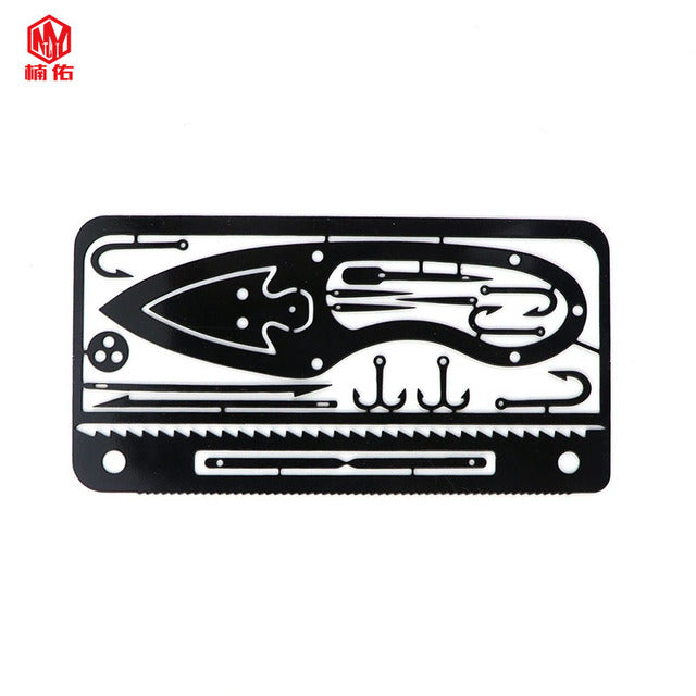 1PC Outdoor EDC Stainless Steel Fishing Hook Card Portable Fishing Hunting Multifunction Tool Card EDC Camping Survival Card