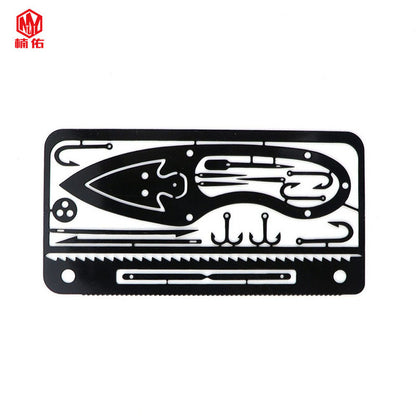 1PC Outdoor EDC Stainless Steel Fishing Hook Card Portable Fishing Hunting Multifunction Tool Card EDC Camping Survival Card