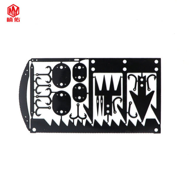 1PC Outdoor EDC Stainless Steel Fishing Hook Card Portable Fishing Hunting Multifunction Tool Card EDC Camping Survival Card