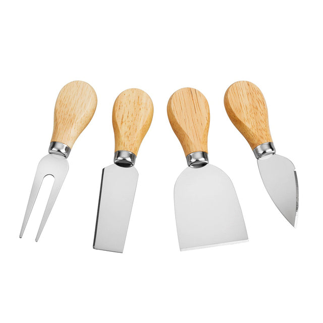 4 Cheese Knives Set Cheese Cutlery Steel Stainless Cheese Slicer Cutter Wood Handle Mini Knife,Butter Knife,Spatula&amp; ForK