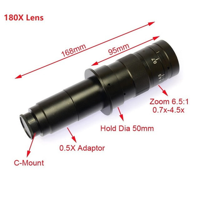 51MP 60FPS Microscope Camera 180X Lens HDMI USB 1080P Industrial Electronic Digital Microscope for Phone Repair PCB Soldering