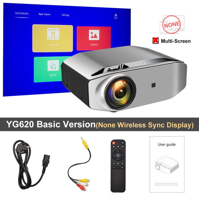 AAO YG620 Full HD Projector Native 1920 x 1080P 3D Proyector YG621 Wireless WiFi Smartphone Multi-Screen Mini HD Home Theater