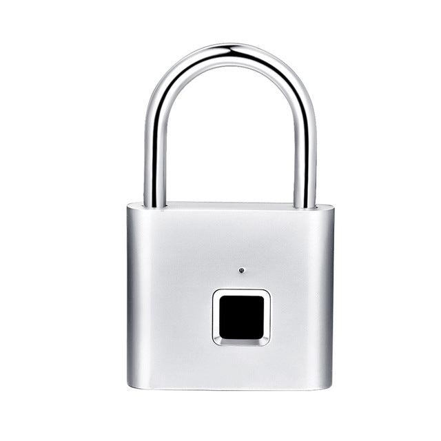 Black silver Keyless USB Rechargeable Door Lock Fingerprint Smart Padlock Quick Unlock Zinc alloy Metal Self Developing Chip