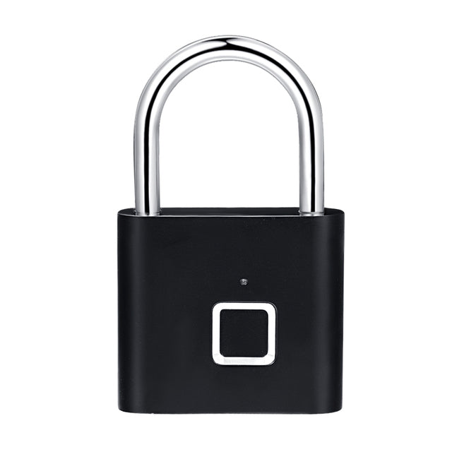Black silver Keyless USB Rechargeable Door Lock Fingerprint Smart Padlock Quick Unlock Zinc alloy Metal Self Developing Chip