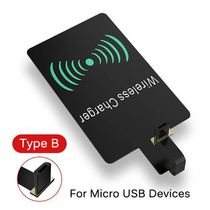Fast Qi Wireless Charger Receiver For iPhone 5 6 7 Plus Universal Charging Receiver Adapter Pad Coil For Micro USB Type-C Phone