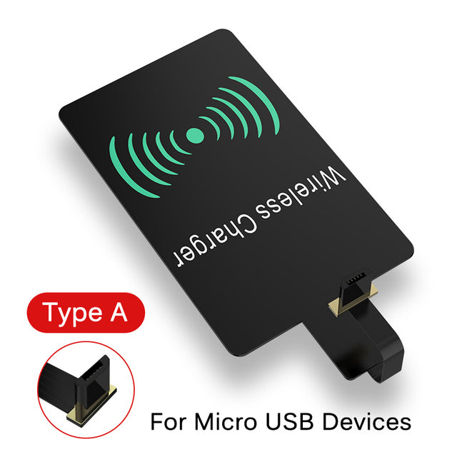 Fast Qi Wireless Charger Receiver For iPhone 5 6 7 Plus Universal Charging Receiver Adapter Pad Coil For Micro USB Type-C Phone