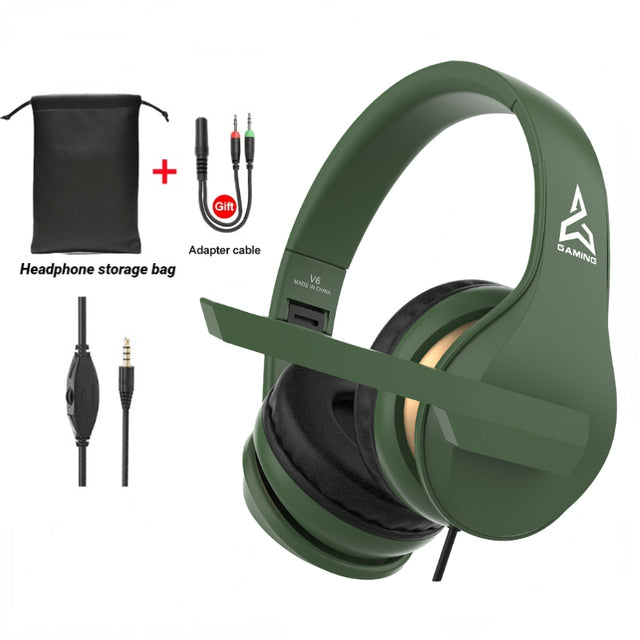 Foldable V6 Stero Gaming Headphone with Microphone For Nintendo Switch 3.5MM Wired Gaming headset For PS4 PC