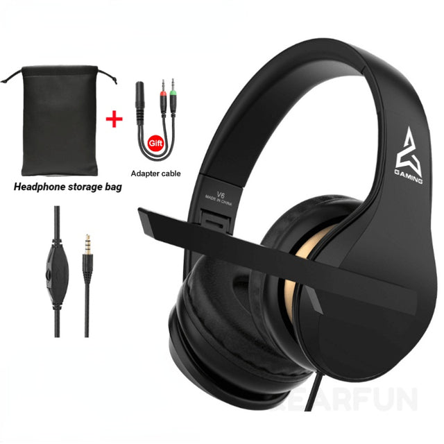 Foldable V6 Stero Gaming Headphone with Microphone For Nintendo Switch 3.5MM Wired Gaming headset For PS4 PC