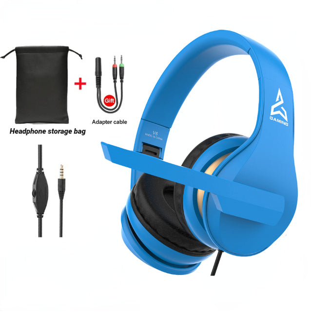 Foldable V6 Stero Gaming Headphone with Microphone For Nintendo Switch 3.5MM Wired Gaming headset For PS4 PC