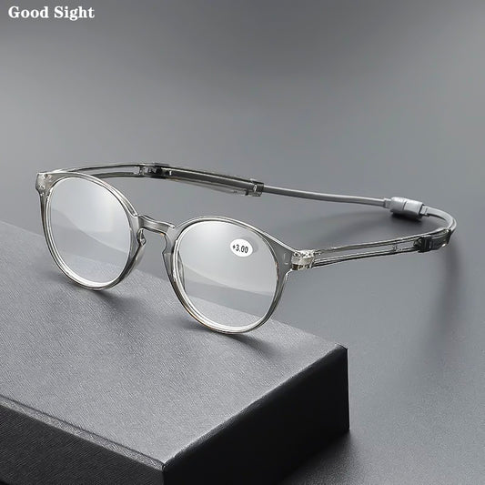 Good Sight Magnetic Hanging Neck Reading Glasses Men's Frame Prescription Glasses Magnifying Glasses Portable 안경테 Diopter+3.5+4