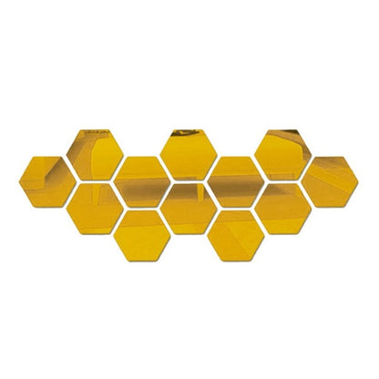 Hot 12PCS Acrylic Mirror Wall Stickers Self Adhesive Removable Hexagonal Decorative Mirror Sheet For Living Room Bedroom Decor