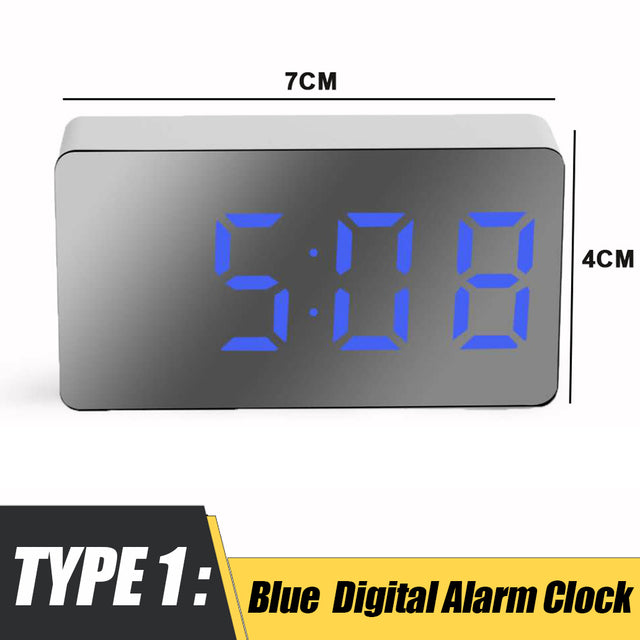 LED Mirror Table Clock Digital Alarm Snooze Display Time Night Light  Desktop USB Alarm Clock Home Decor Gifts for Children