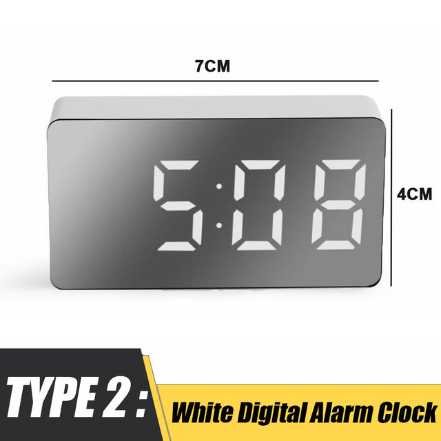LED Mirror Table Clock Digital Alarm Snooze Display Time Night Light  Desktop USB Alarm Clock Home Decor Gifts for Children