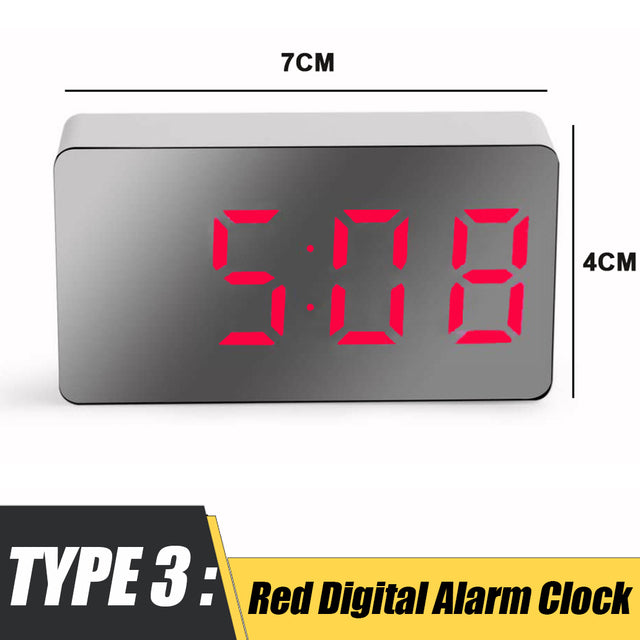 LED Mirror Table Clock Digital Alarm Snooze Display Time Night Light  Desktop USB Alarm Clock Home Decor Gifts for Children