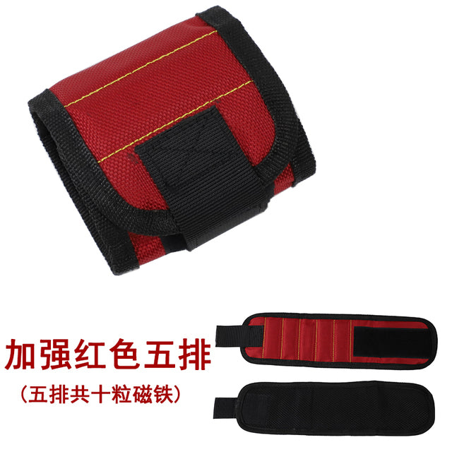 Magnetic Wristband Portable Tool Bag with 3 Magnet Electrician Wrist Tool Belt Screws Nails Drill Bits Bracelet for Repair Tool