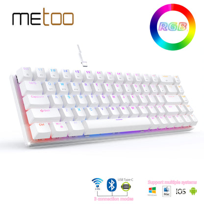 Metoo mini Portable Wireless bluetooth  mechanical Keyboard Red Switch Gaming Keyboard type-c-USB For Desktop Tablet Laptop