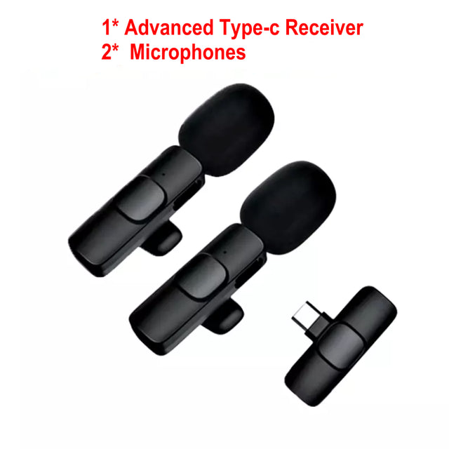 New Wireless Lavalier Microphone Portable Audio Video Recording Mini Mic for iPhone Android Live Broadcast Gaming Phone Mic