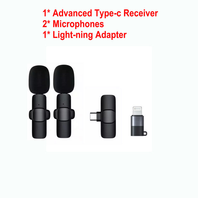New Wireless Lavalier Microphone Portable Audio Video Recording Mini Mic for iPhone Android Live Broadcast Gaming Phone Mic