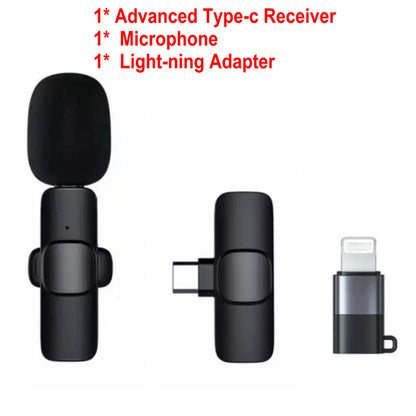 New Wireless Lavalier Microphone Portable Audio Video Recording Mini Mic for iPhone Android Live Broadcast Gaming Phone Mic