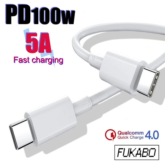 PD 100W Type C Fast Charge Phone Cable For Samsung Xiaomi POCO Realme USB C to USB 5A Type C Phone Data Line Charge Accessories