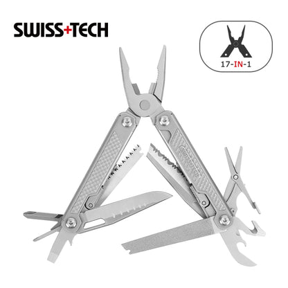 SWISS TECH 17 in 1 Multi Plier Stainless Steel Folding Wire Stripper Multitool Pocket Outdoor Camping Survival Tool