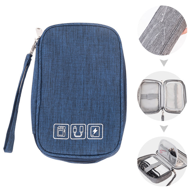 Wires Charger Digital USB Gadget Cable Bag Electronic Earphone Organizer Portable Case Zipper Storage Pouch Accessories Supplies