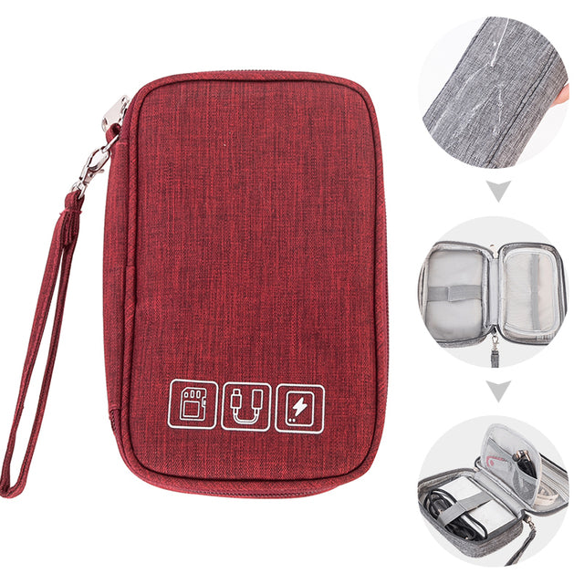 Wires Charger Digital USB Gadget Cable Bag Electronic Earphone Organizer Portable Case Zipper Storage Pouch Accessories Supplies